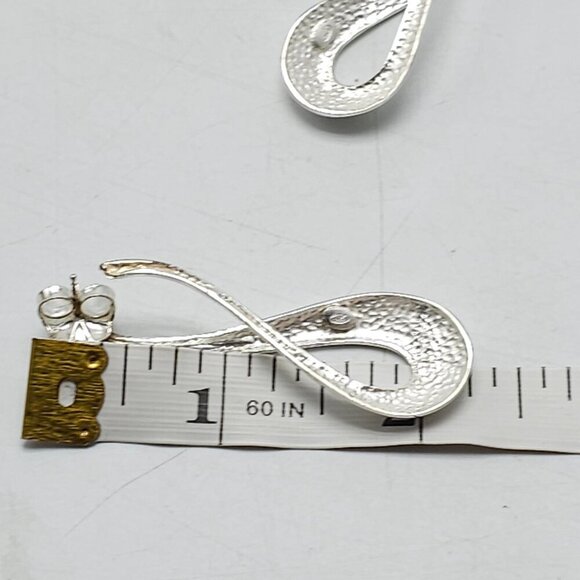 Sterling Silver Infinity Drop Earrings 925 Twisted Design - Picture 5 of 6
